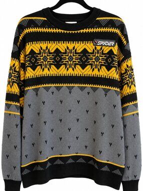 Vintage Spyder Men’s Multicolor Crewneck Wool Knit Ski Sweater XL
